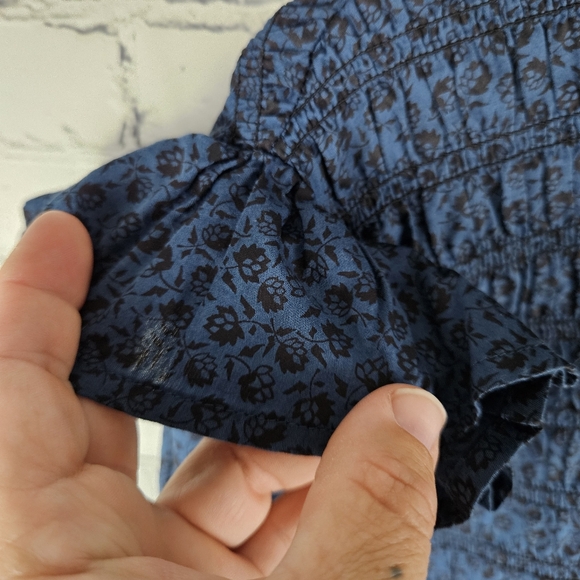 GAP | smocked long sleeve ruffle floral mini dress with pockets - Picture 4 of 10